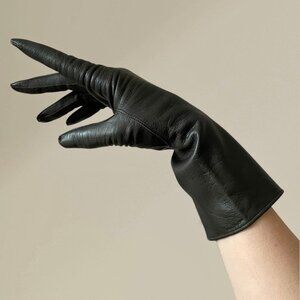 Vintage 1950s NWOT Dark Brown Kid Leather Long Gloves Made in France